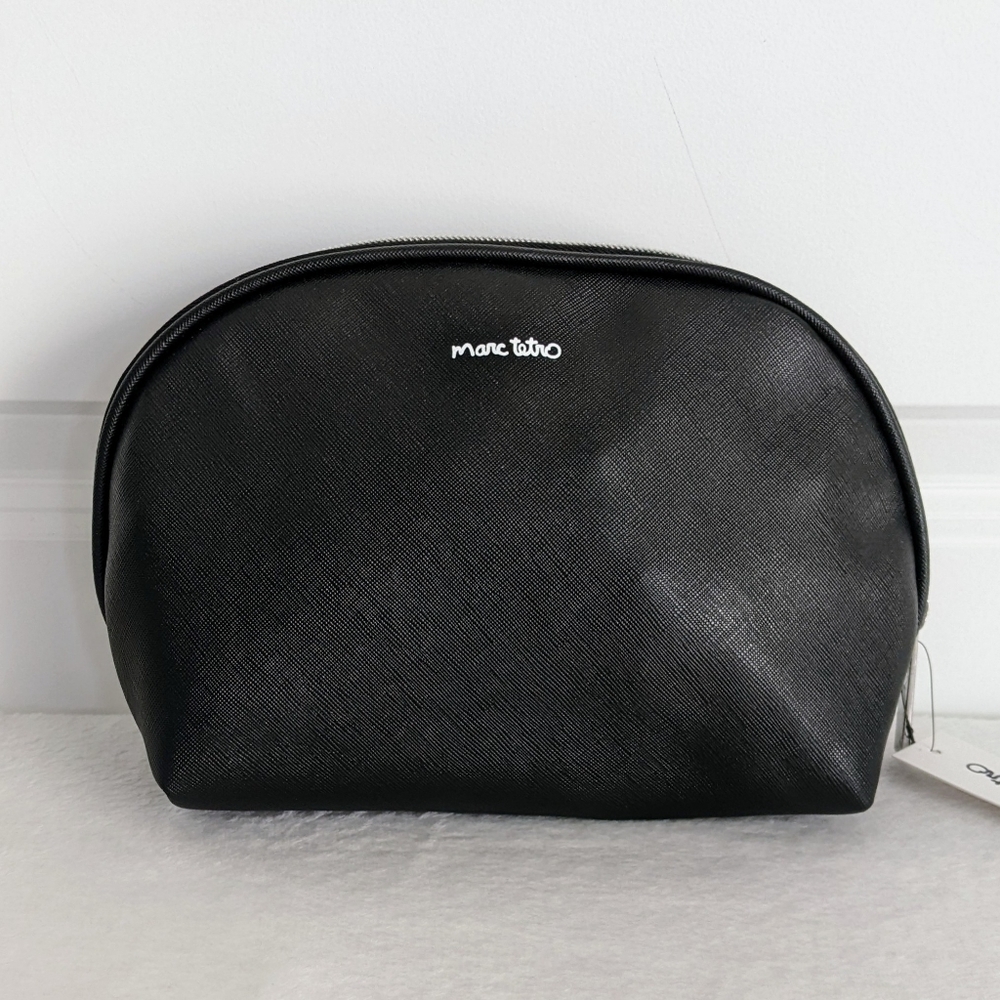marc tetro Boston Terrier Large Cosmetic Case Pouch Bag PVC Saffiano Black NWT - Picture 6 of 12